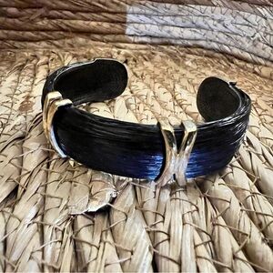 Chic Black and Gold color synthetic elephant hair cuff